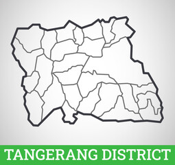 Simple map of Tangerang District. Vector graphic illustration template.