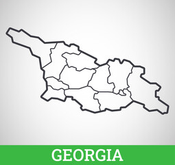 Simple outline map of Georgia with regions. Vector graphic illustration.