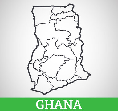 Simple outline map of Ghana. Vector graphic illustration.