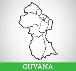 Simple outline map of Guyana. Vector graphic illustration.