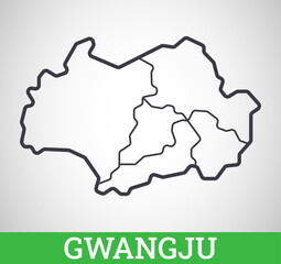 Simple outline map of Gwangju with regions. Vector graphic illustration.