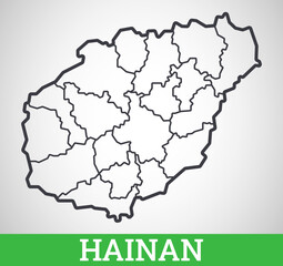 Simple outline map of Hainan Province, China. Vector graphic illustration.
