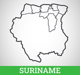 Simple outline map of Suriname. Vector graphic illustration.