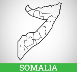 Simple outline map of Somalia. Vector graphic illustration. - obrazy, fototapety, plakaty