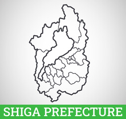 Simple outline map of Shiga Prefecture, Japan. Vector graphic illustration.