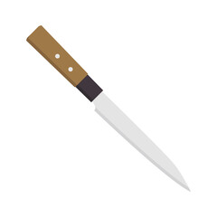 Kitchen knife. Paring. Flat design. Abstract concept. Vector illustration. Chef's kitchen knife white icon.