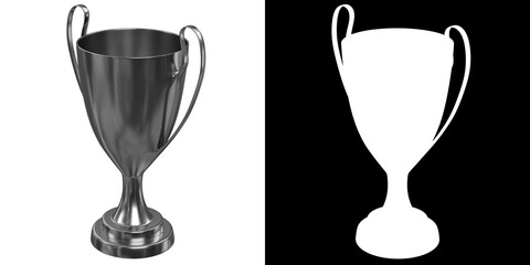 3D rendering illustration of a silver trophy cup