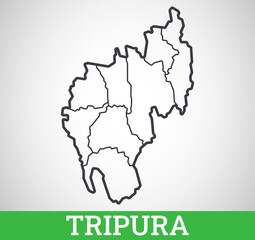 Simple outline map of Tripura, India. Vector graphic illustration.