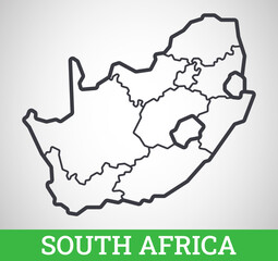 Simple outline map of South Africa. Vector graphic illustration.