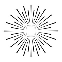 Fototapeta premium Sunburst vector black color line isolated on white background. 10 eps