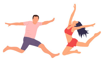 Fototapeta premium people jump on white background in flat design isolated , vector