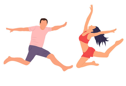 people jump on white background in flat design isolated , vector