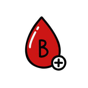 blood type doodle icon, vector color line illustration
