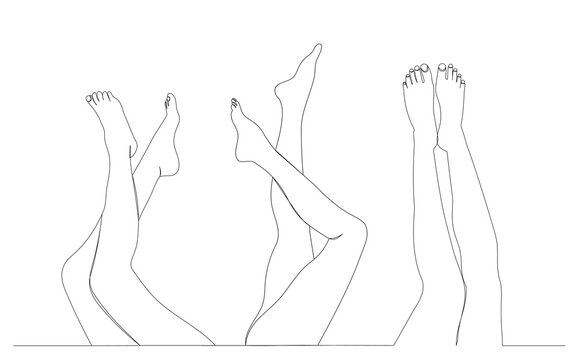 female legs drawing by one continuous line