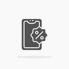 Discount Sale Smartphone glyph icon. Can be used for digital product, presentation, print design and more.