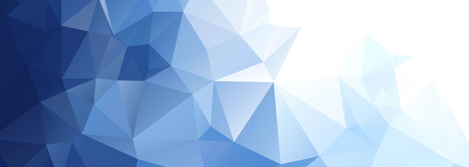 Elegant low poly dark blue triangle banner design - obrazy, fototapety, plakaty