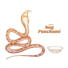 Hand draw nag panchami sketch card design