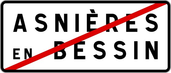 Panneau sortie ville agglom&eacute;ration Asni&egrave;res-en-Bessin / Town exit sign Asni&egrave;res-en-Bessin