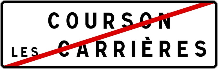 Panneau sortie ville agglomération Courson-les-Carrières / Town exit sign Courson-les-Carrières