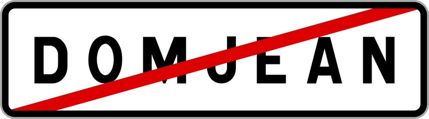 Panneau sortie ville agglomération Domjean / Town exit sign Domjean