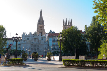 Fototapeta na wymiar Streets of the city of Burgos, Castilla-Leon, Spain; monuments and classical city windows