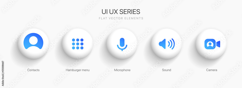 Aufkleber Phone calling icon set. Streaming icon set. Video call buttons set. Collection of internet conversation buttons. A set of video communication elements. Stock vector EPS10.
