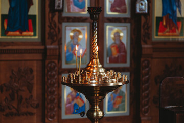 Burning candles in church