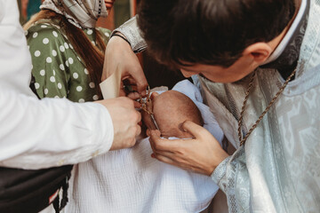 Newborn baby during christening