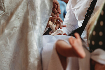 Newborn baby during christening
