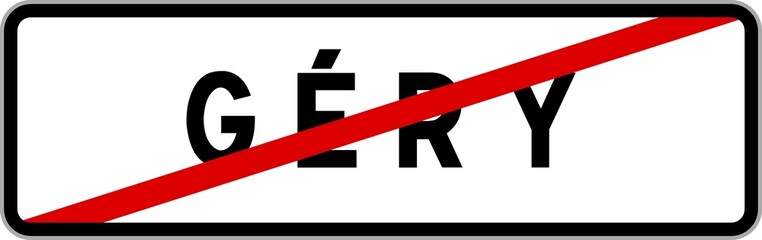 Panneau sortie ville agglomération Géry / Town exit sign Géry