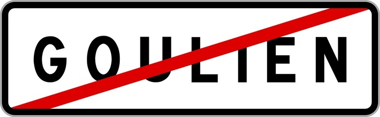 Panneau sortie ville agglomération Goulien / Town exit sign Goulien