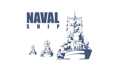 vector silhouette of a navy ship