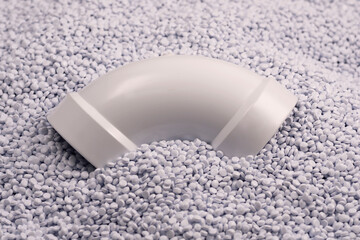 DWV - PVC fittings for waterways, white on PVC raw material background