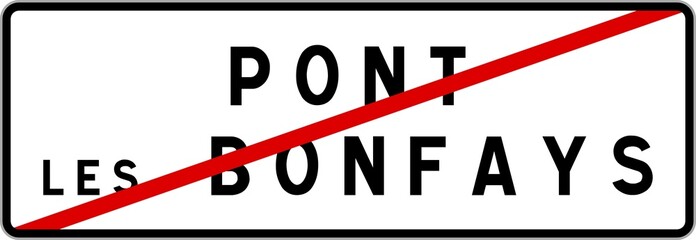 Panneau sortie ville agglomération Pont-lès-Bonfays / Town exit sign Pont-lès-Bonfays