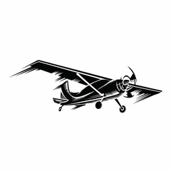 Fototapeta na wymiar airplane in black color, isolated object on white background, vector illustration,