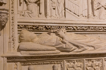 Interior cathedral of Burgos, Castilla, Spain, details of architecture, sculpture and altarpieces.