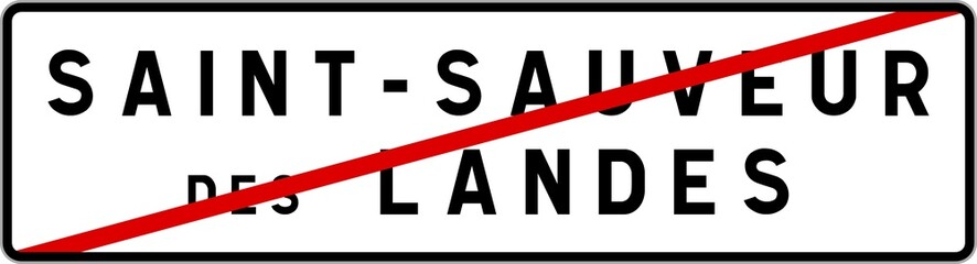 Panneau sortie ville agglomération Saint-Sauveur-des-Landes / Town exit sign Saint-Sauveur-des-Landes