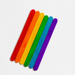 LGBT or LGBTQ concept , wood stick with rainbow color