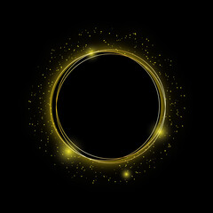 Shiny golden frame with sparkles and smoke Free Vector