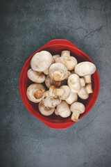 Fresh tasty mushrooms in a bowl