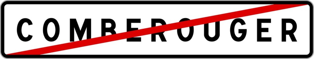 Fototapeta premium Panneau sortie ville agglomération Comberouger / Town exit sign Comberouger