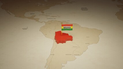 Celebrate Independence Day with 3d rendering flag and map of Bolivia - obrazy, fototapety, plakaty