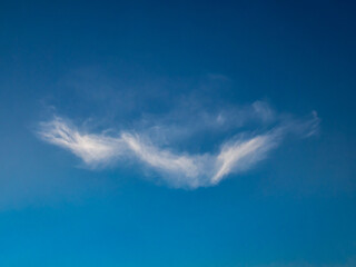 Clouds in the shape of beautiful angel wings. The sky changes from dark blue to light blue