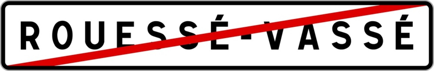 Panneau sortie ville agglomération Rouessé-Vassé / Town exit sign Rouessé-Vassé