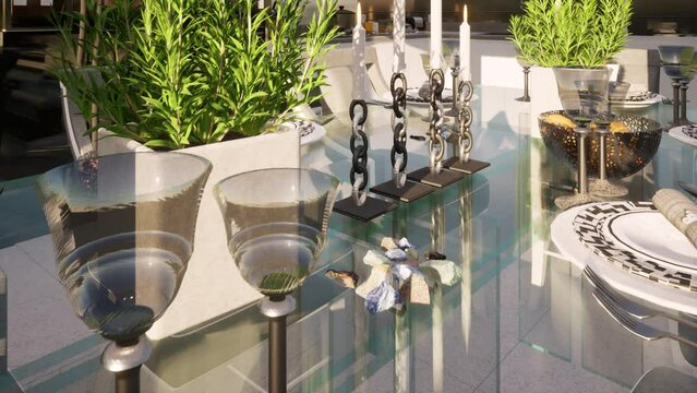 Elegant gedeckter Tisch - 3D-Animation