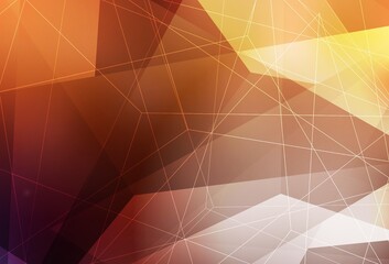 Dark Orange vector background with triangles.