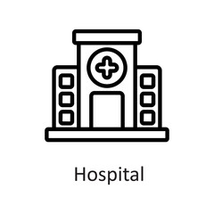 Hospital vector outline Icon Design illustration on White background. EPS 10 File 