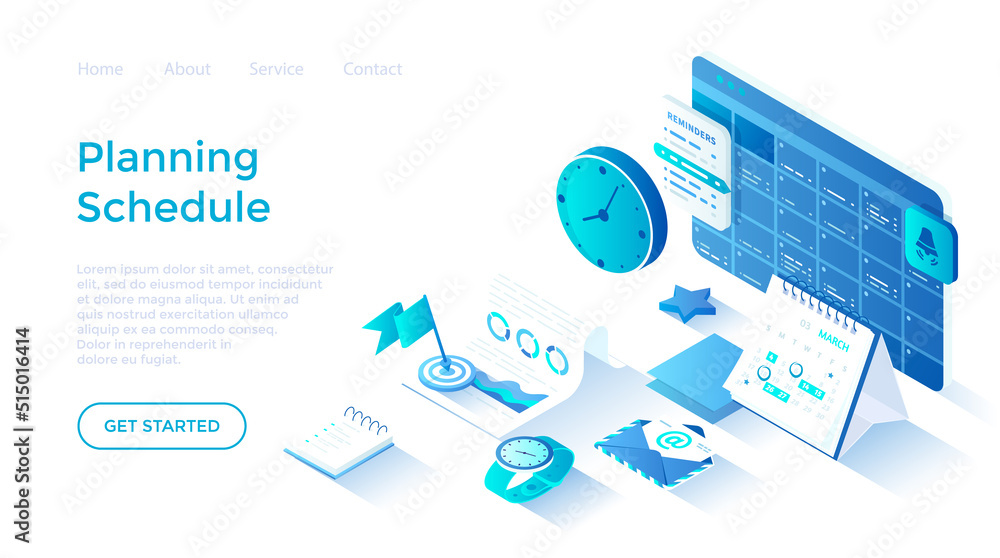 Wall mural planning schedule and calendar. time management, work planning organization application. reminders o