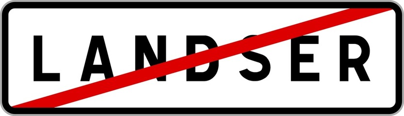 Panneau sortie ville agglom&eacute;ration Landser / Town exit sign Landser