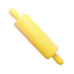 3d render kitchen rolling pin. Rendering illustration of cooking battle dore isolated on white background. Cartoon culinary cutlery tableware. Utensil restaurant element. Cute dining dishware.   